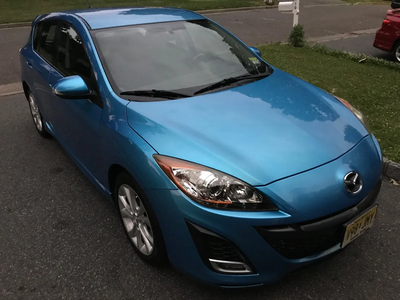 Blue Mazda paint after finish restoration