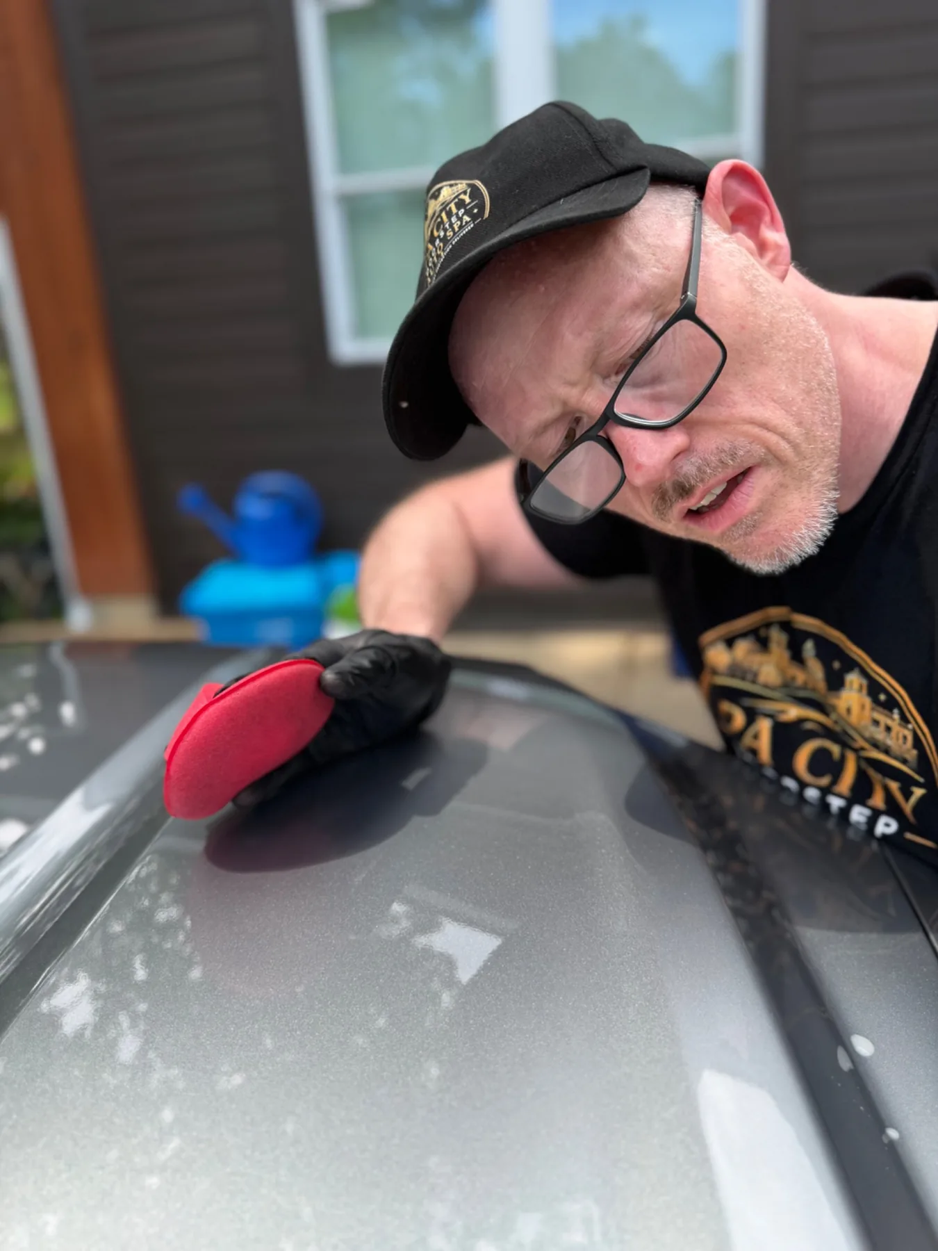 Close inspection of vehicle paint